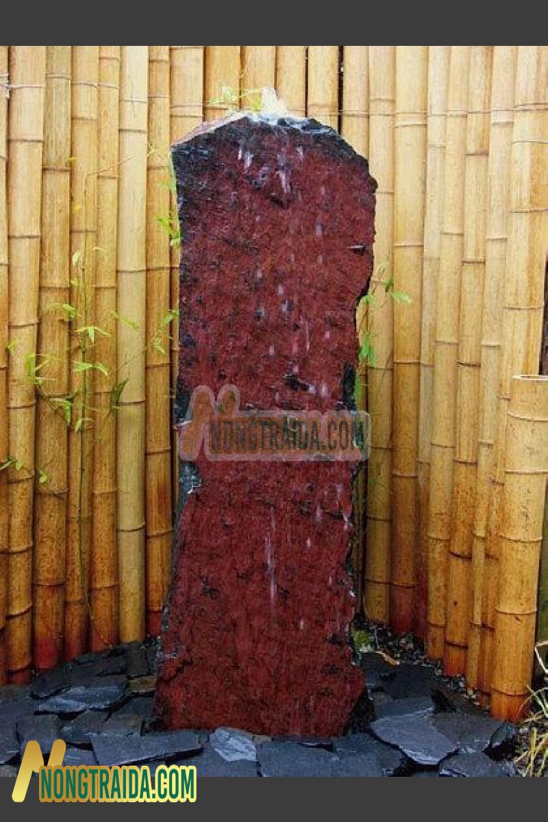 Bộ đài phun nước Monolith đá phiến xám đen đỏ 120cm