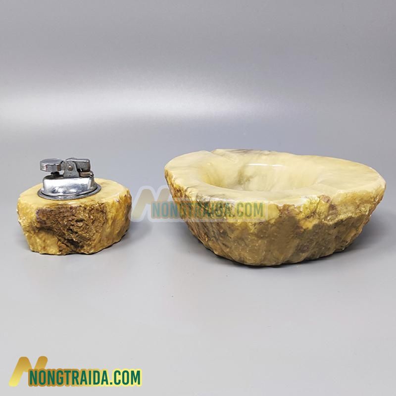 Bộ đồ hút thuốc bằng Alabaster tuyệt đẹp của Romano Bianchi những năm 1960