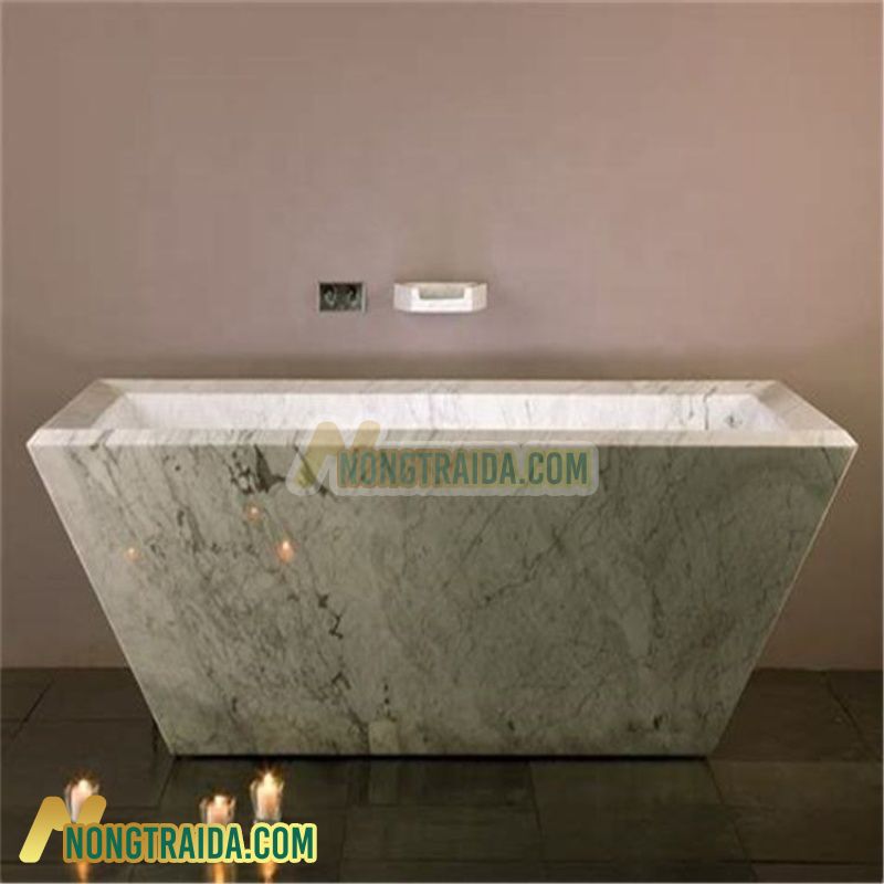 Bồn tắm đá marble trắng kép, bồn tắm đá tự nhiên