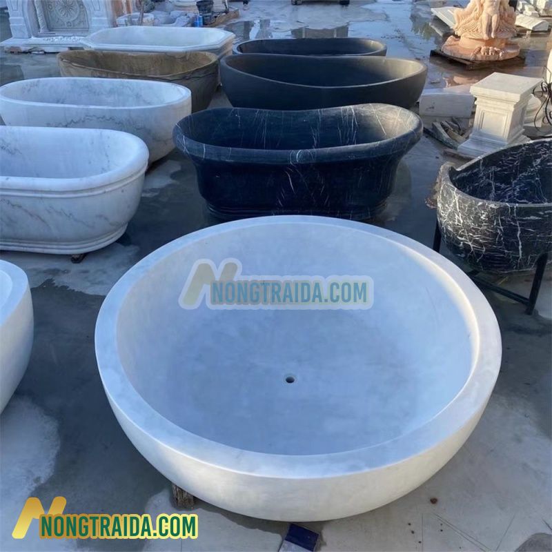 Bồn tắm đứng đá Marble màu trắng tự nhiên, phổ biến nhất với màu sắc tùy chỉnh và tay vịn thoải mái