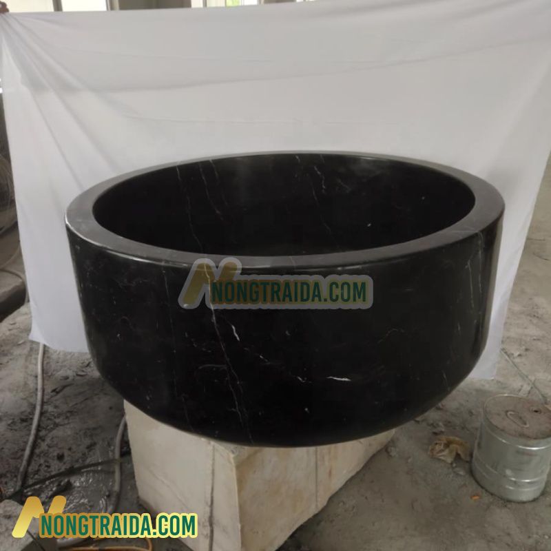 Bồn tắm đứng tự do sang trọng từ đá marble tự nhiên màu vàng Henan, được điêu khắc thủ công