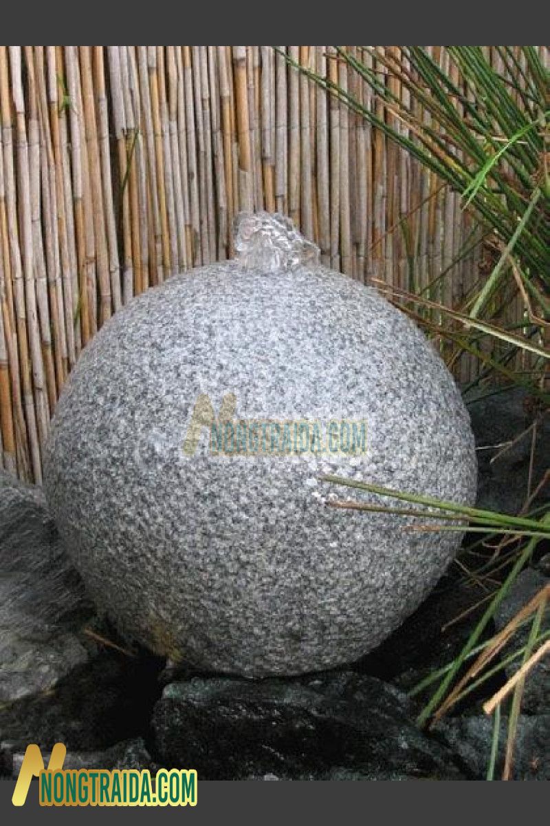 Bóng đài phun nước đá granit xám 20cm