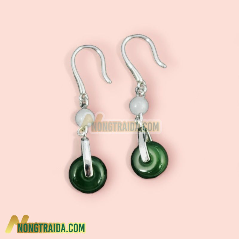 Bông tai Ngọc Bích Canada ( 10mm) Bạc 925