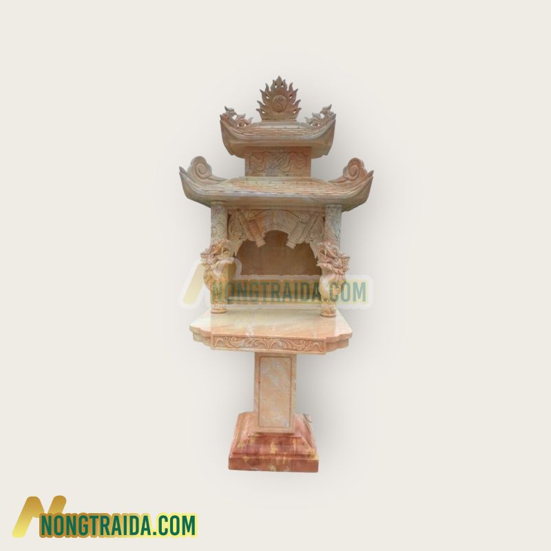 Cây hương đá trắng cẩm thạch vàng, 2 mái trơn 148x65x55cm