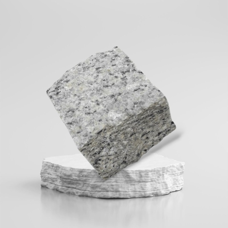 Đá cubic chẻ 10x10x10cm, granite trắng muối tiêu