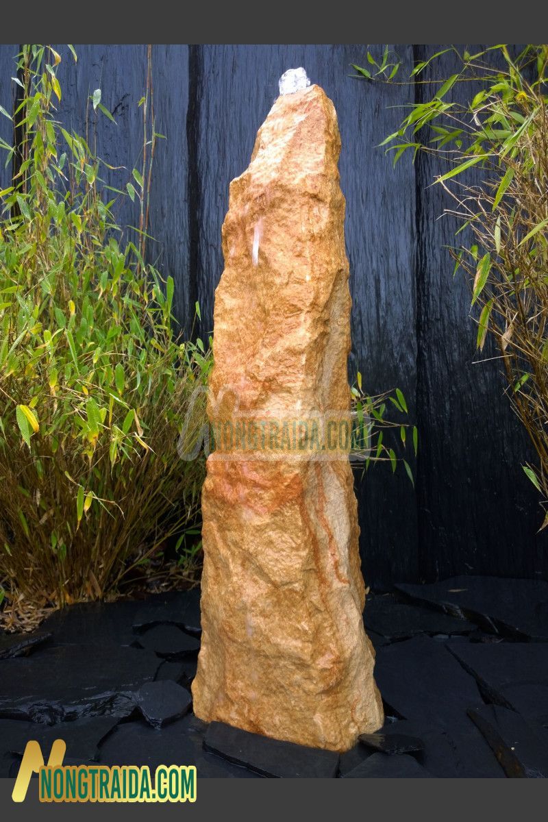 Đá làm đài phun nước Monolith grés màu be 80cm