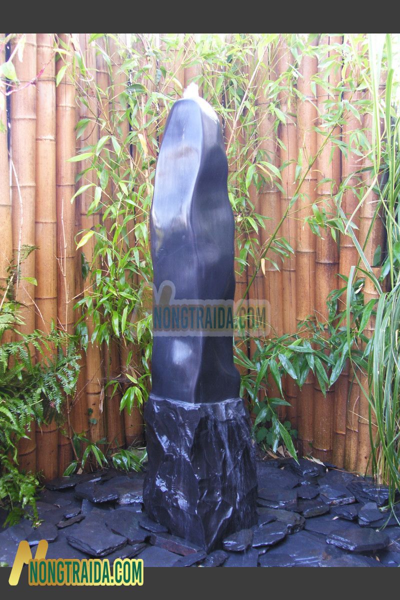 Đài phun nước Monolith đá cẩm thạch đen bóng 120cm