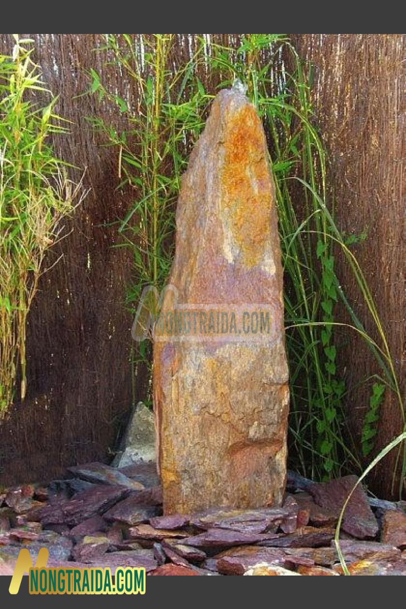 Đài phun nước Monolith đá phiến đỏ 200cm