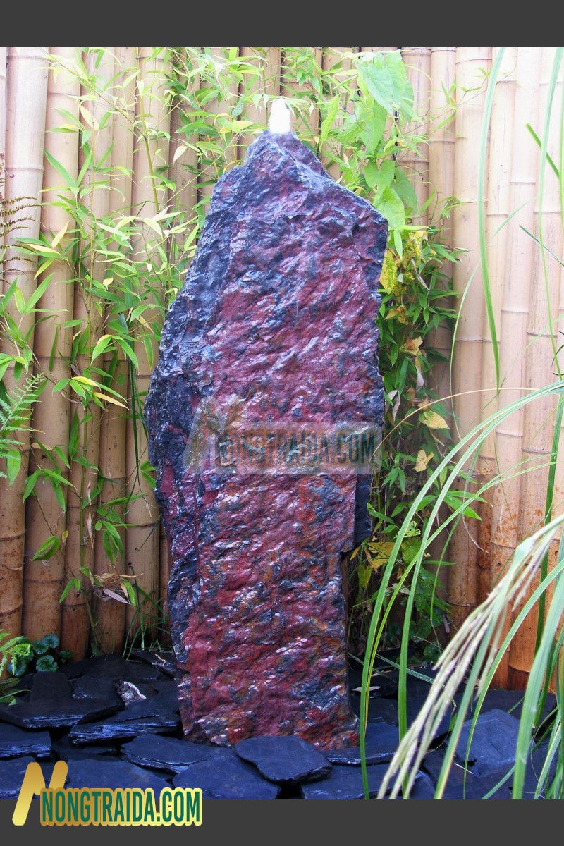 Đài phun nước Monolith đá phiến đỏ đen 95cm