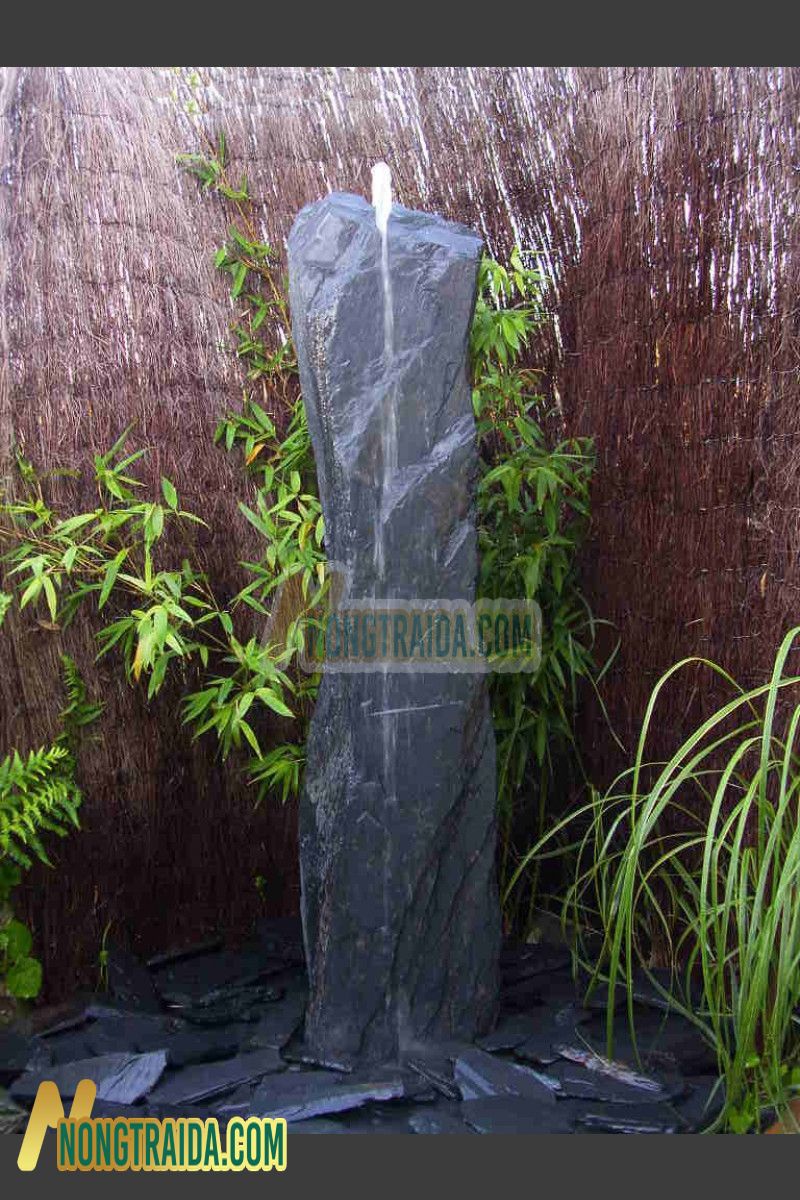 Đài phun nước Monolith đá phiến xám đen 120cm