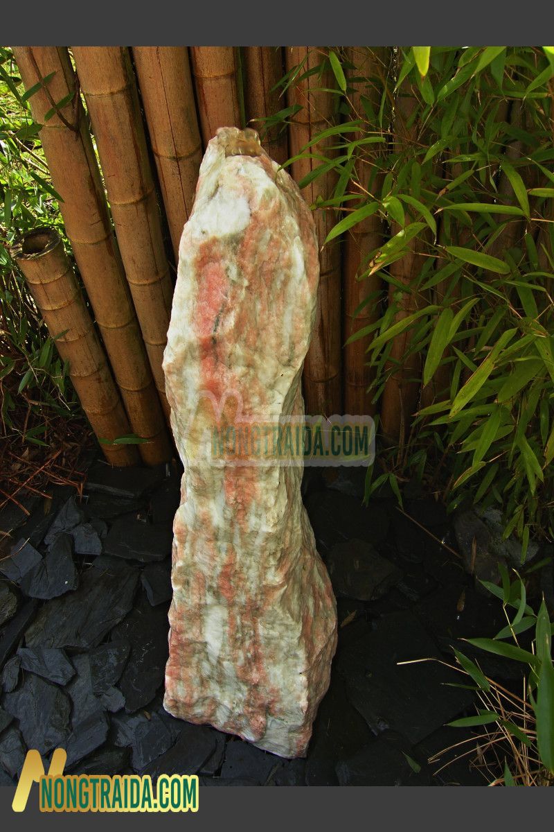 Đài phun nước Monolithe đá Marble hồng trắng 115cm