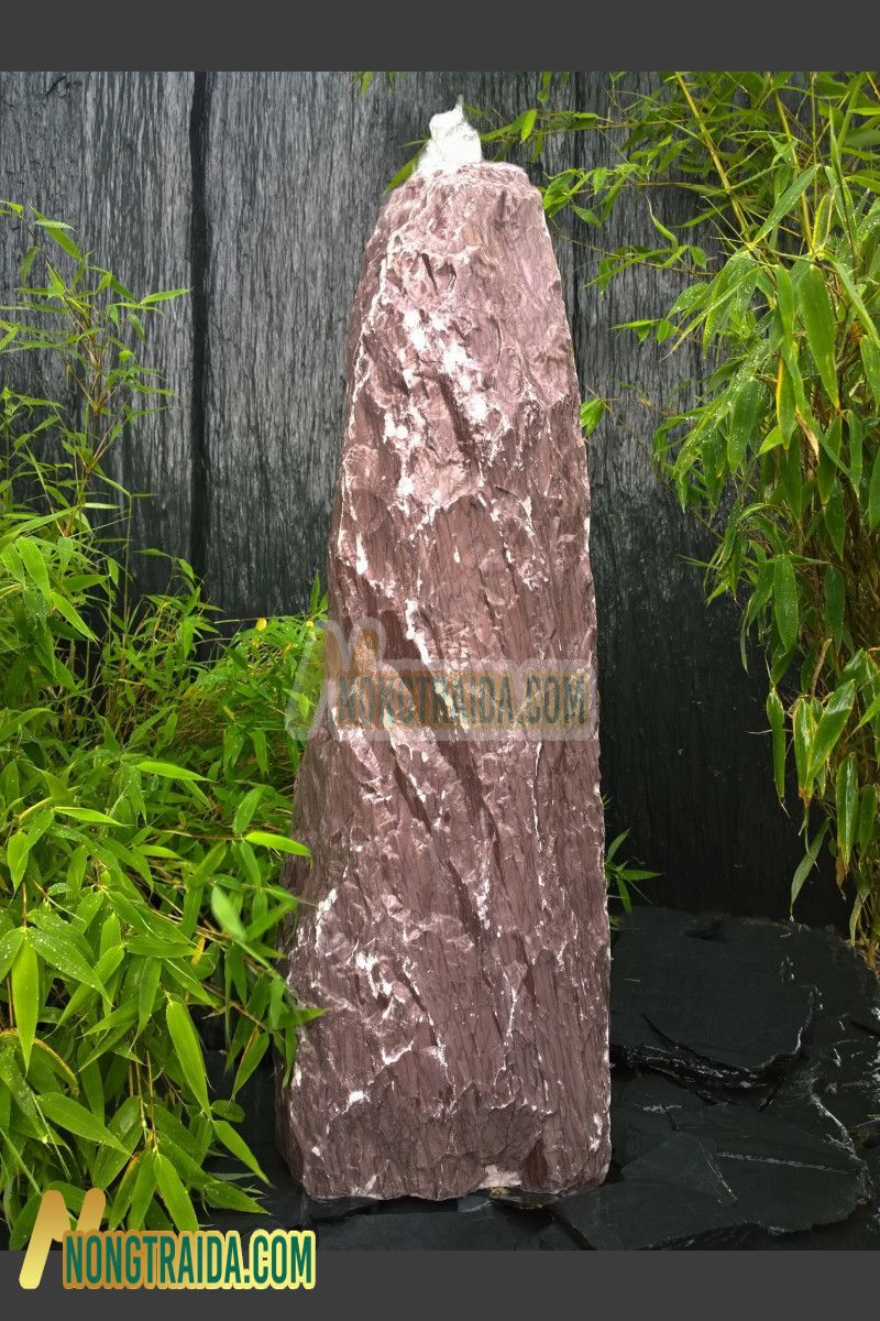 Đài phun nước Monolithe đá marble màu tím hồng 80cm