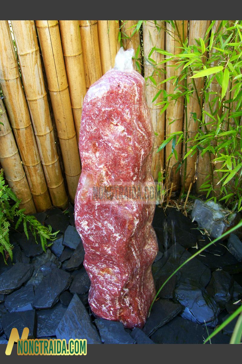 Đài phun nước Monolithe đá Onyx đỏ poncè 90cm