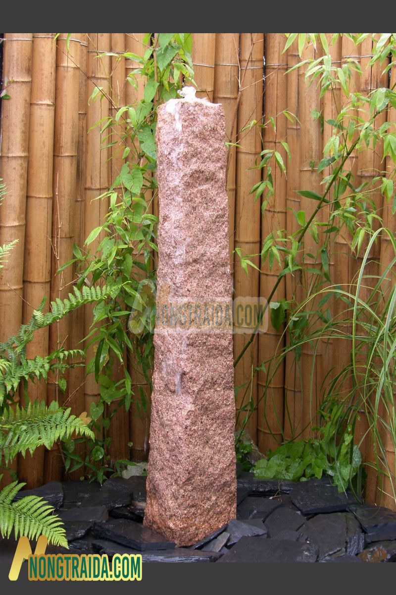 Đài phun nước Obélisque đá Granite đỏ 120cm