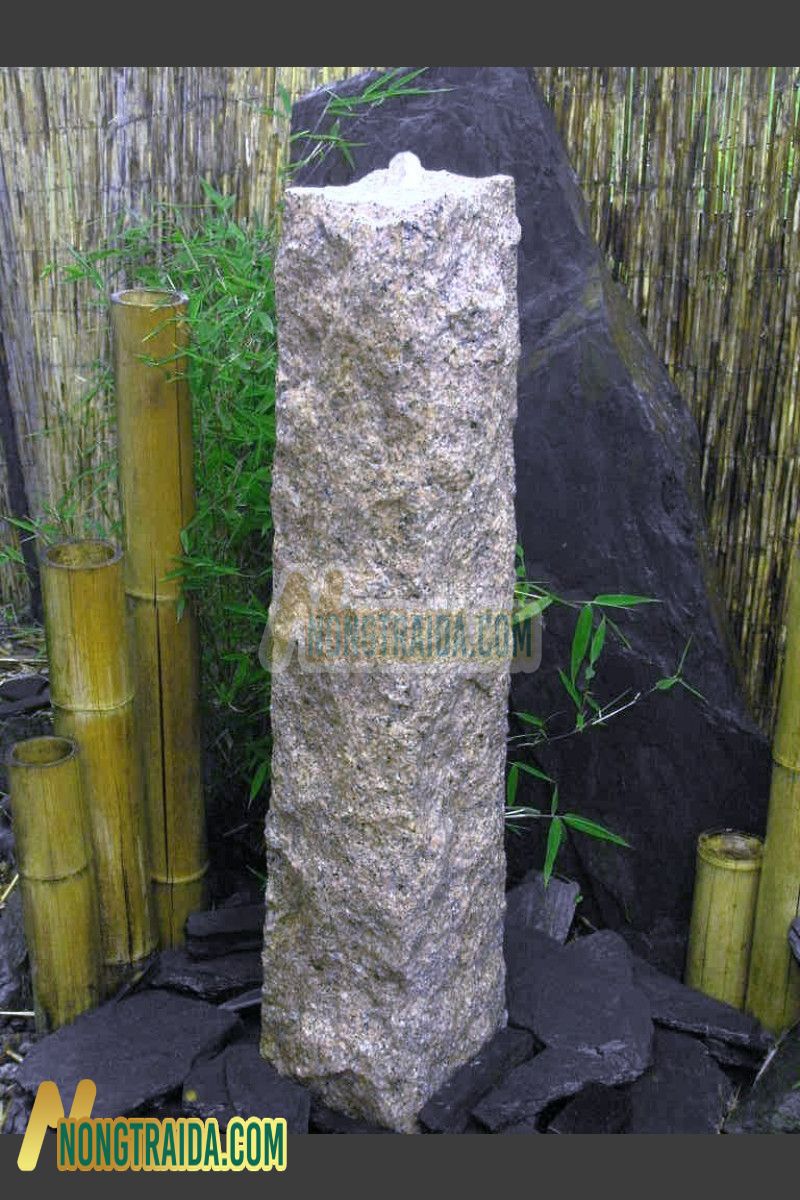 Đài phun nước Obélisque Granite xám 90cm