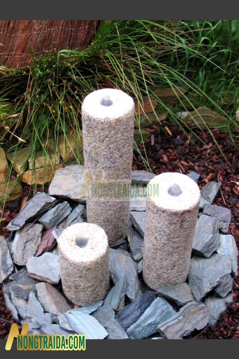 Đài phun nước Triolithes đá Granite màu vàng 50cm