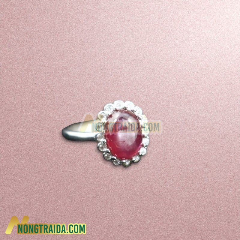 Nhẫn bạc đính đá Ruby sao 6*9mm