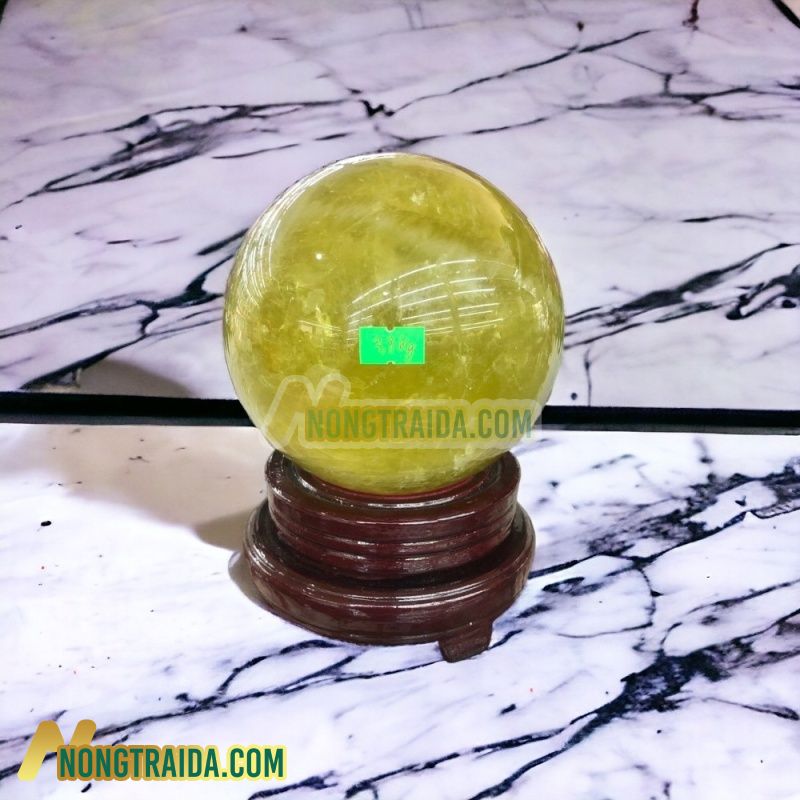 Quả cầu phong thủy đá citrine vàng – Đường kính 13,8cm