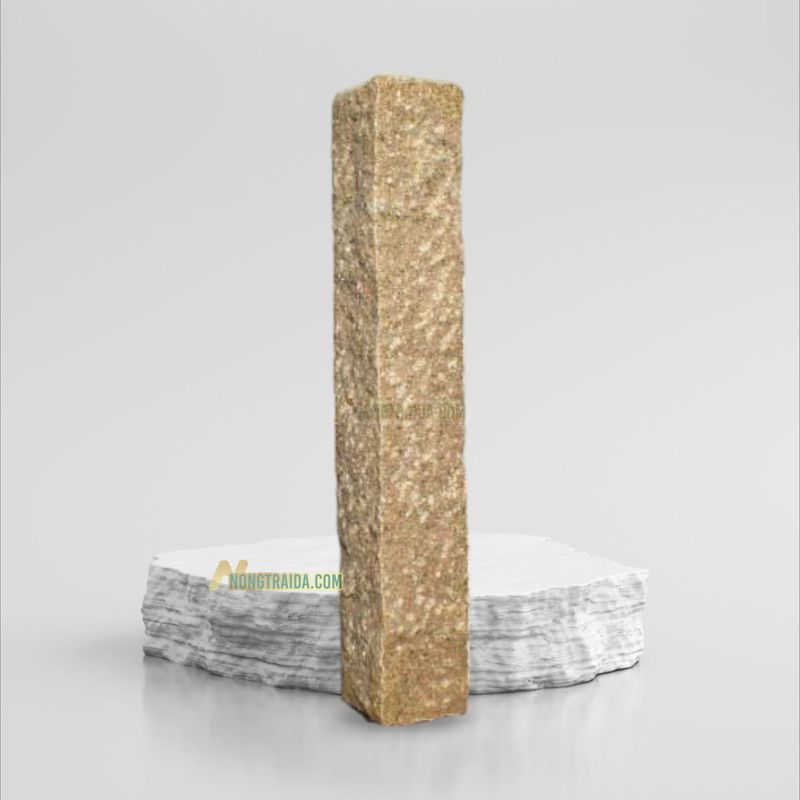 Trụ đá hàng rào đá vàng granite chẻ tay 110cm