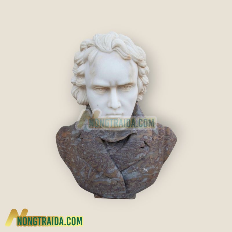 Tượng bán thân Beethoven bằng đá Marble chạm khắc thủ công sử dụng hai loại đá Kích thước: 56cm