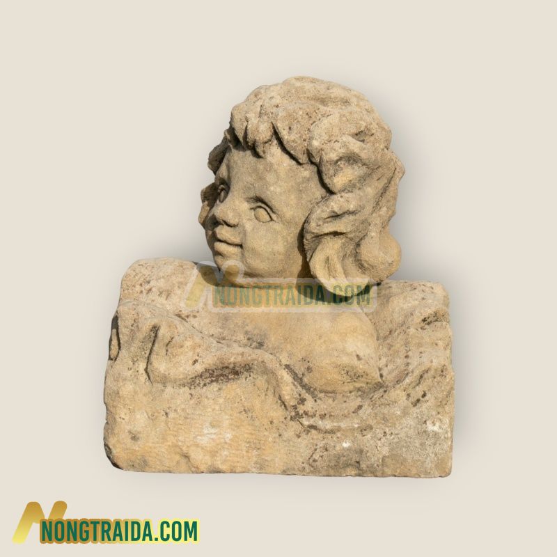 Tượng bán thân trẻ em bằng đá, khắc tay từ Tây Ban Nha thế kỷ 18 Kích thước: 45x39x23cm