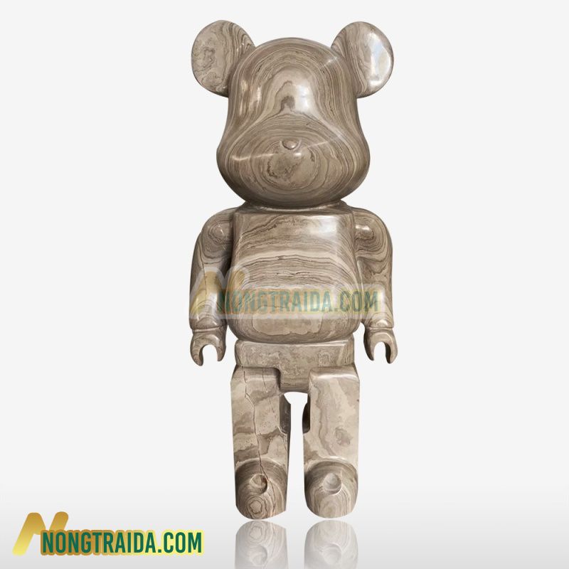 Tượng bearbrick đá cẩm thạch vân gỗ cao 1m