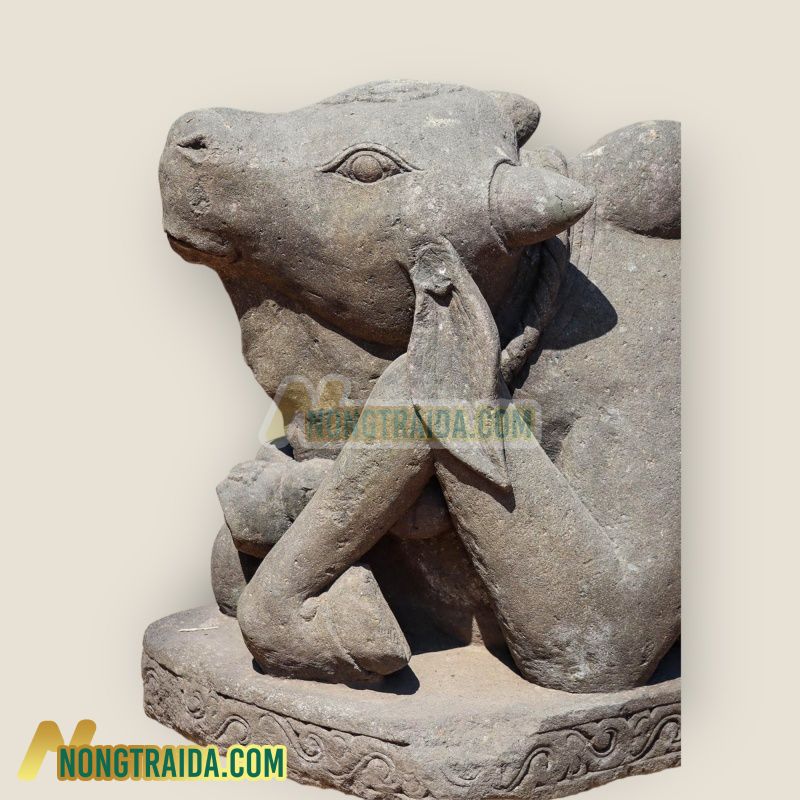 Tượng Bò Nandi bằng đá và núi lửa: Kiệt tác vườn được điêu khắc bằng tay, biểu tượng của sự mạnh mẽ 165cm