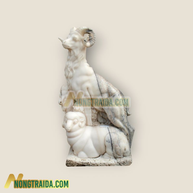 Tượng dê núi bằng đá cẩm thạch trắng