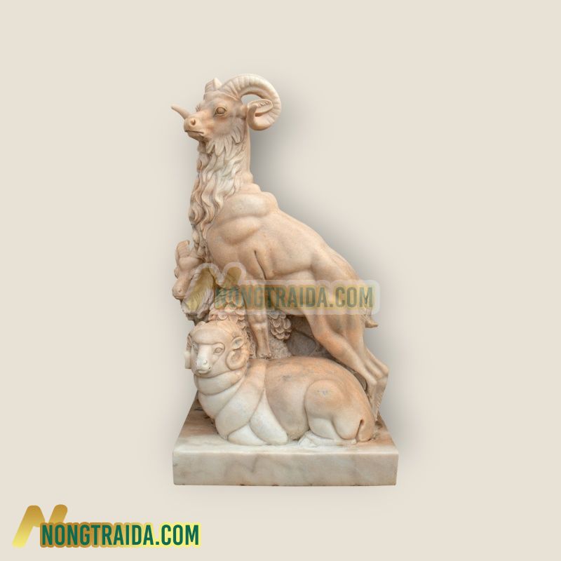 Tượng dê núi bằng đá cẩm thạch vàng