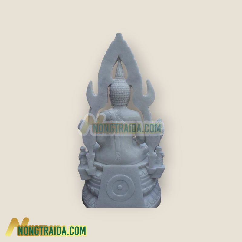 Tượng Phật bằng đá cẩm thạch, chiều cao 110cm, cao 200cm, sâu 80cm,
