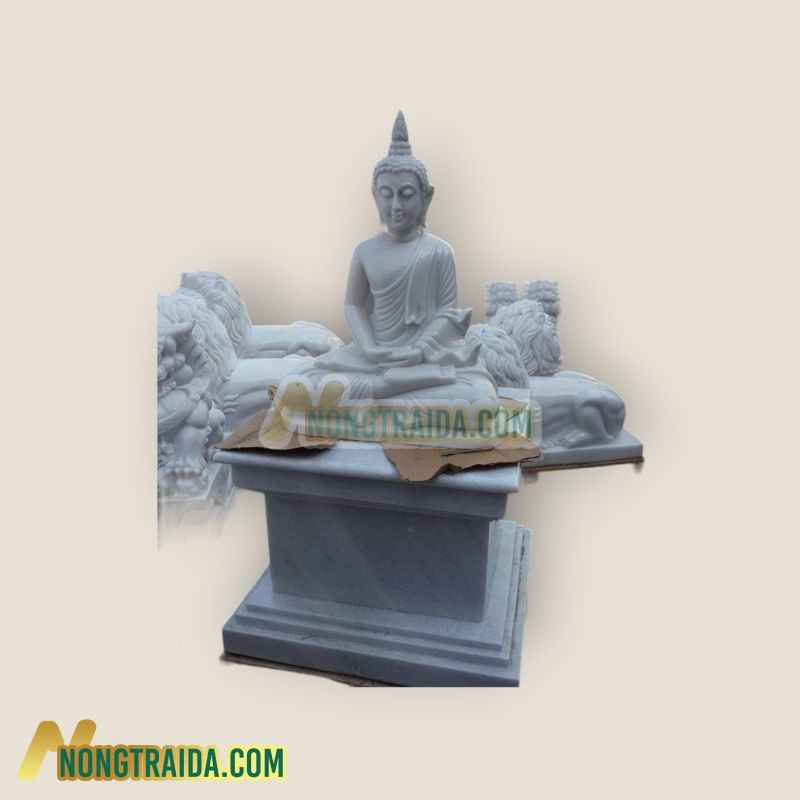 Tượng Phật bằng đá cẩm thạch, chiều cao 60cm, cao 85cm, rộng 35cm,