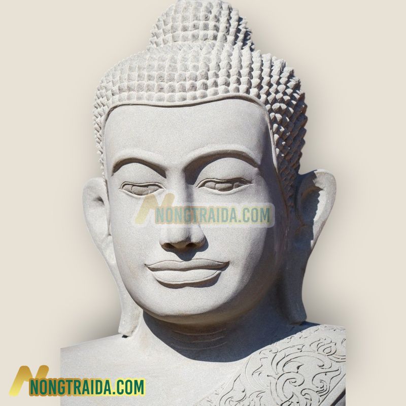 Tượng Phật Bồ tát từ đá cẩm thạch Campuchia, được điêu khắc tay với đế chi tiết, cao 207.5cm