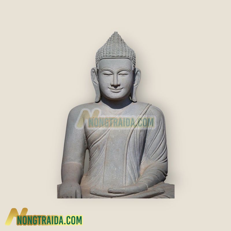 Tượng Phật Bồ tát từ đá cẩm thạch Campuchia, tư thế chạm đất, được điêu khắc tay, cao 92.5cm