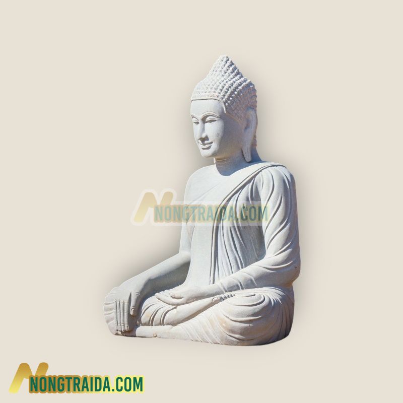 Tượng Phật Bồ tát từ đá cẩm thạch Campuchia, tư thế chạm đất, được điêu khắc tay, cao 95cm