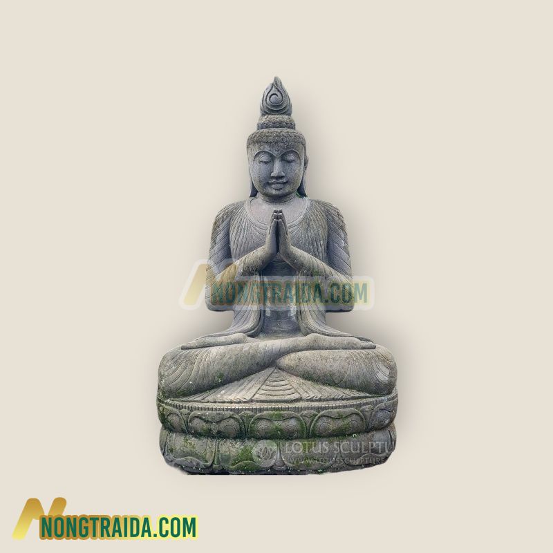 Tượng Phật Thiền độc đáo từ đá Lava Indonesia, có đỉnh nến lớn, cao 257.5cm