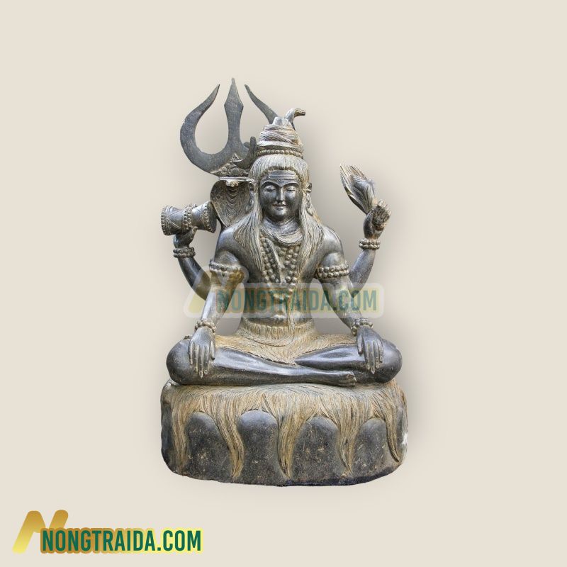Tượng Phật Thiền Shiva bằng đá, với trident, được điêu khắc tay tại Indonesia 125cm