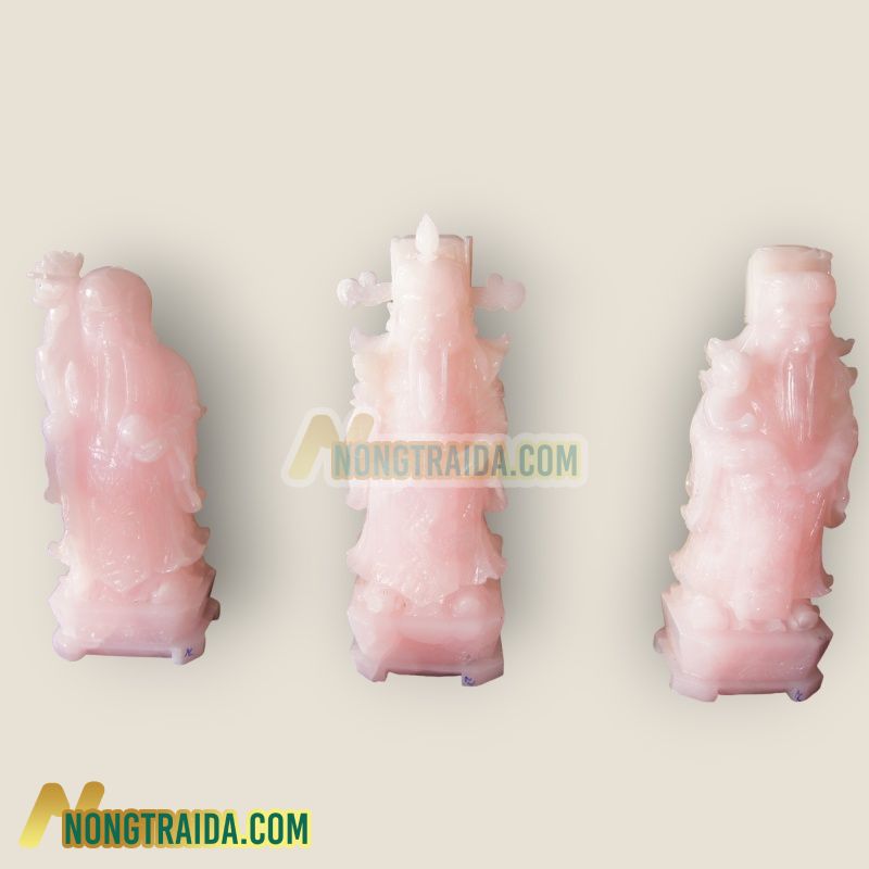 Tượng Phúc – Lộc – Thọ, kích thước cao 30cm, chạm khắc từ đá Rose Quartz