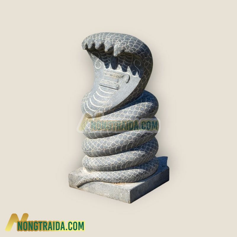 Tượng rắn năm đầu bằng đá granite được điêu khắc theo hình thức xoắn 54cm