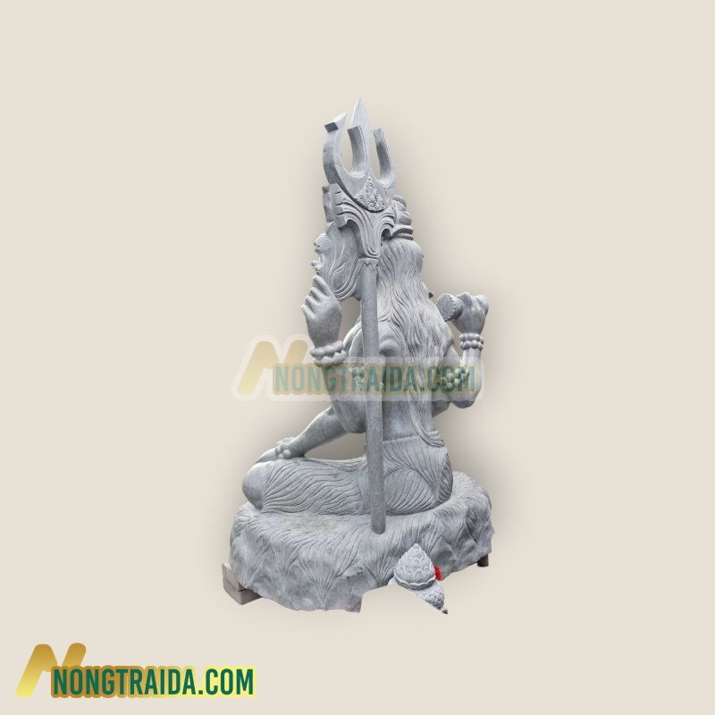 Tượng Shiva Đại diệt gia lớn bằng đá lava, với bốn tay và ba cái cày 210cm