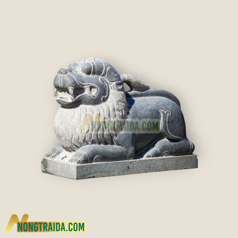 Tượng sư tử Hindu bằng đá granite đen, được khắc tay, phù hợp cho vườn, cao 45.72cm