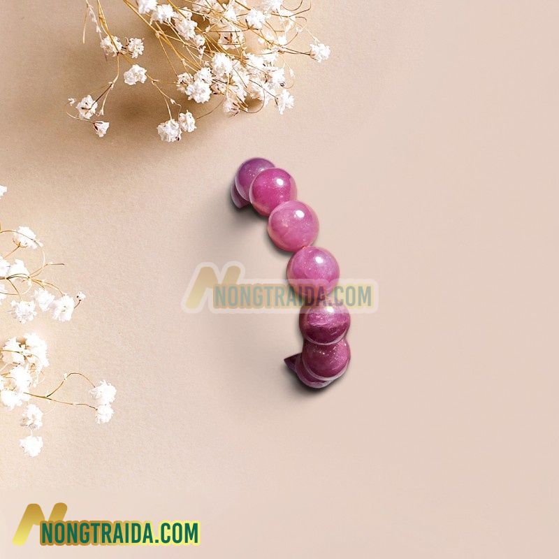 Vòng đá Ruby Thái hồng đậm trong 16mm