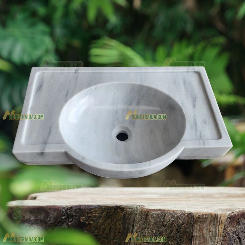 Lavabo âm bàn đá cẩm thạch trắng sứ