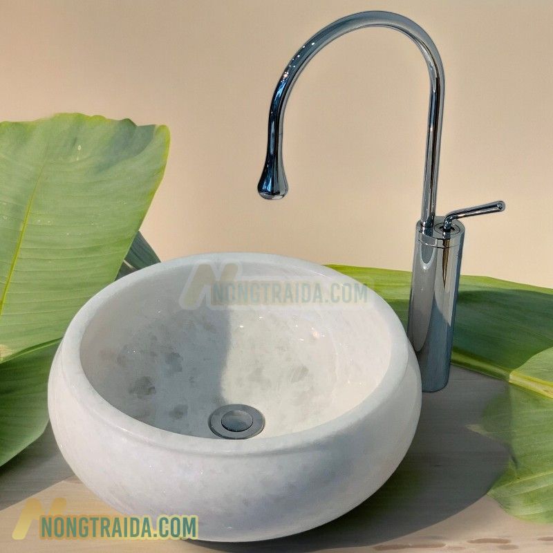 Lavabo đá cẩm thạch trắng bự