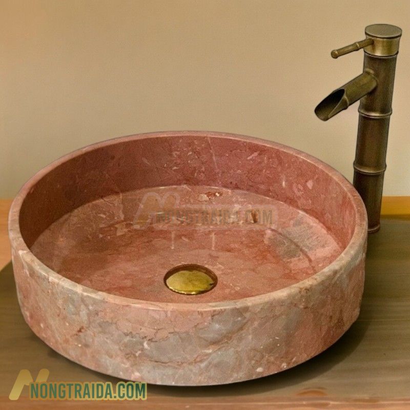 Lavabo đá cẩm thạch trụ hồng Ý