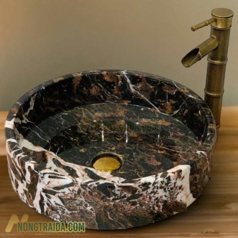 Lavabo đá marble trụ nâu Đức