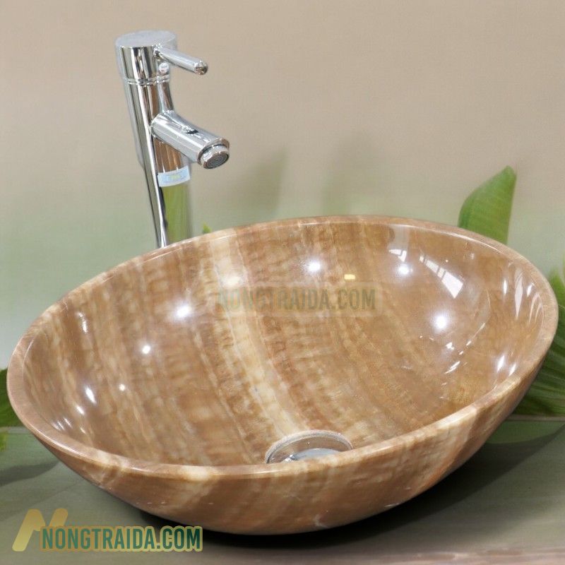 Lavabo đá marble vàng vân gỗ