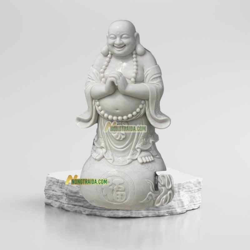 Tượng Phật Di Lặc Đứng Bằng Đá Trắng Non Nước 102cm