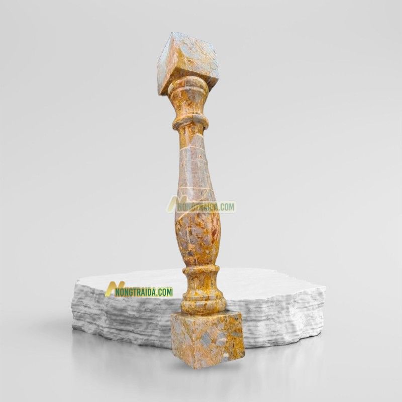 Con tiện đá tự nhiên vàng cà rốt 12x12x51 cm