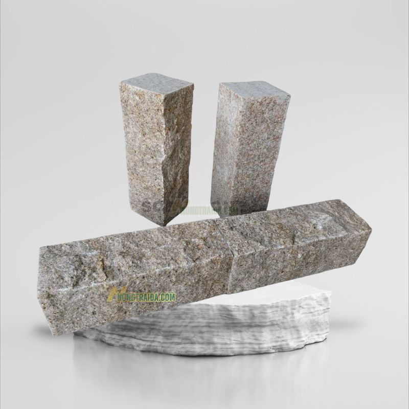 Trụ đá granite trắng muối tiêu chẻ tay 100cm