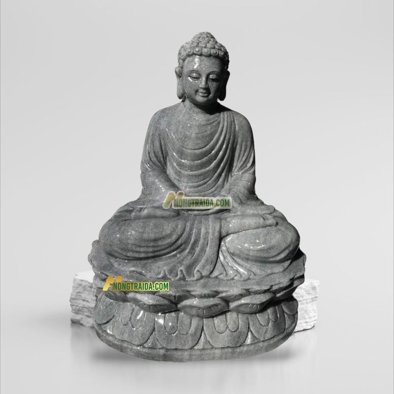 Tượng Đức Phật Thích Ca Bằng Đá Xám Nghệ An 112cm
